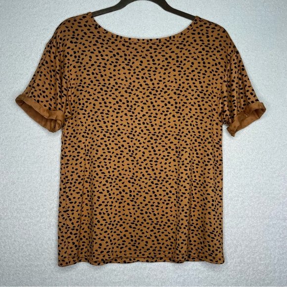 Felina Animal Print Roll Sleeve Tee Shirt-Women’s S-Brown/Tan-Casual-Modest-NEW - Picture 4 of 8